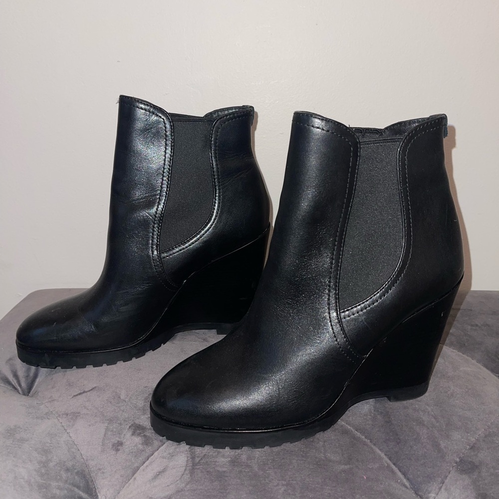 Michael Kors Black Rubber Outsole wedge boot with MK Logo